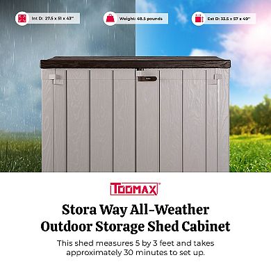 Toomax Stora Way All Weather Outdoor 4.25' X 2.5' Storage Shed, Taupe Gray/brown
