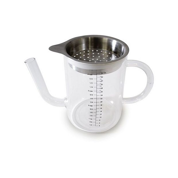 Norpro 4 Cup Capacity Glass Gravy and Fat Separator Cup with Handle and  Strainer