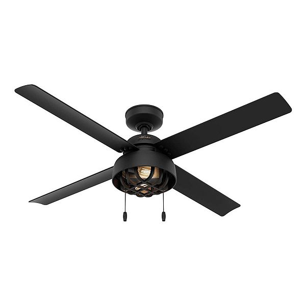 Hunter Fan Company Spring Mill 52 Inch Indoor Outdoor Ceiling Light Black - 60 Black Outdoor Ceiling Fan With Light
