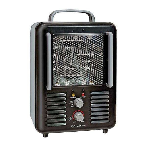 Comfort Zone Compact Portable Electric Utility Space Heater Personal Fan Black