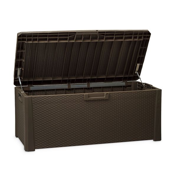 Toomax Santorini Plus Deck Outdoor Storage Chest Box Bench, 145 Gallon ...