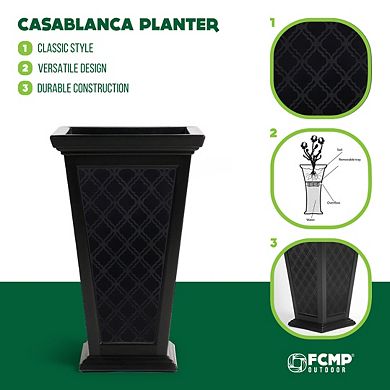 FCMP Outdoor Casablanca Resin 24" Self-Watering Pedestal Taper Planter, 2 Pack