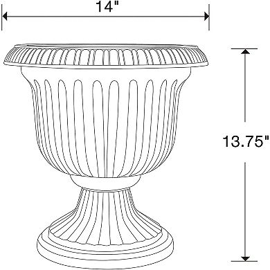 Southern Patio Large 14 In Outdoor Lightweight Resin Utopian Urn Planter, Stone