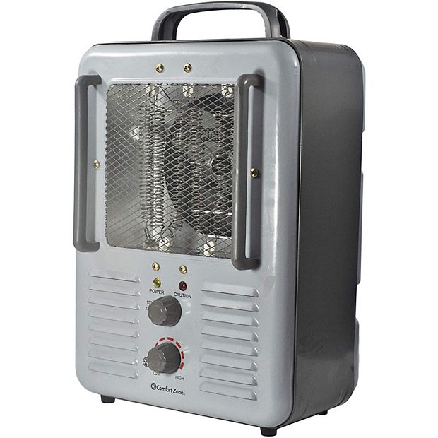 Comfort Zone Portable Electric Deluxe Utility Convection Space Heater Fan,  Gray