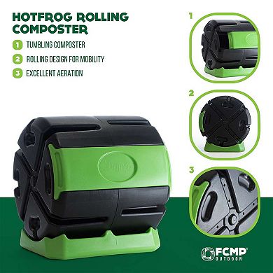 Fcmp Outdoor Hotfrog 37 Gallon Chamber Quick Curing Rolling Compost Tumbler Bin