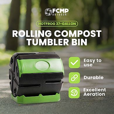 Fcmp Outdoor Hotfrog 37 Gallon Chamber Quick Curing Rolling Compost Tumbler Bin