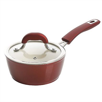 Kenmore Arlington 12 Piece Aluminum Non Stick Frying Pot & Pan Cookware Set, Red