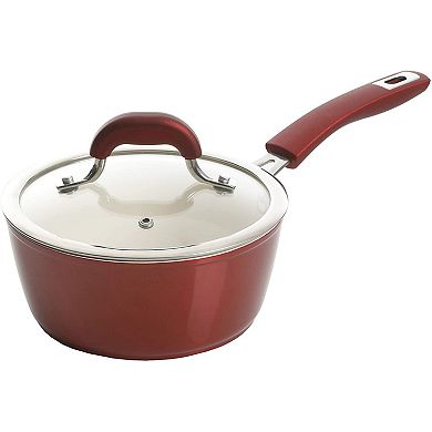 Kenmore Arlington 12 Piece Aluminum Non Stick Frying Pot & Pan Cookware Set, Red