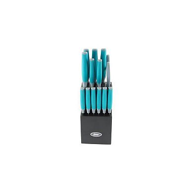 Oster Lindbergh 14 Piece Stainless Steel Cutlery Set Black Block, Teal/Black