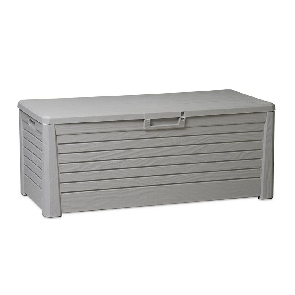 FCMP Outdoor SB120-GRY-S Large 26 Gallon Outdoor Utility Storage Bin  Container, Gray