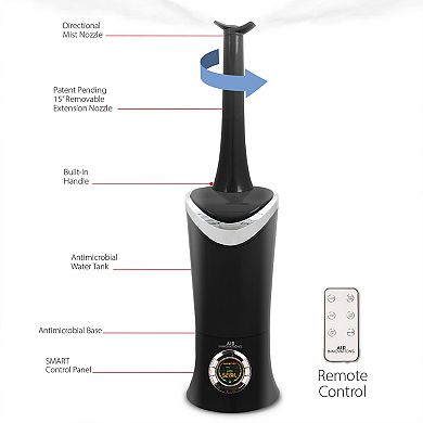 Air Innovations MH-701BA Ultrasonic Cool Mist Aromatherapy Humidifier, Black