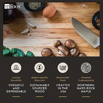 John Boos Reversible 20 Inch Wide Flat Edge Grain Cutting Board, Maple Wood
