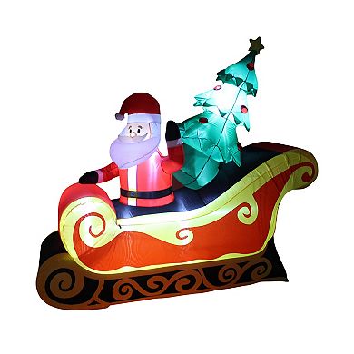 A Holiday Company 7 Ft Wide Inflatable Santa on Sleigh Holiday Lawn Decoration