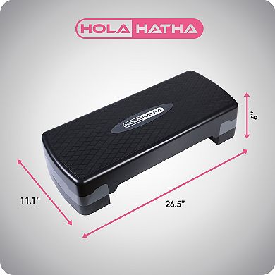HolaHatha Aerobic Step Platform Exercise Fitness Equipment w/ Adjustable Height