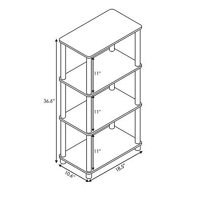 Furinno Turn-N-Tube 4 Tier Wooden Bedroom Corner Display Shelf, French Oak Grey