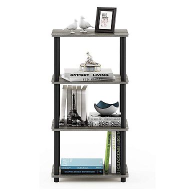 Furinno Turn-N-Tube 4 Tier Wooden Bedroom Corner Display Shelf, French Oak Grey
