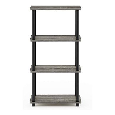 Furinno Turn-N-Tube 4 Tier Wooden Bedroom Corner Display Shelf, French Oak Grey