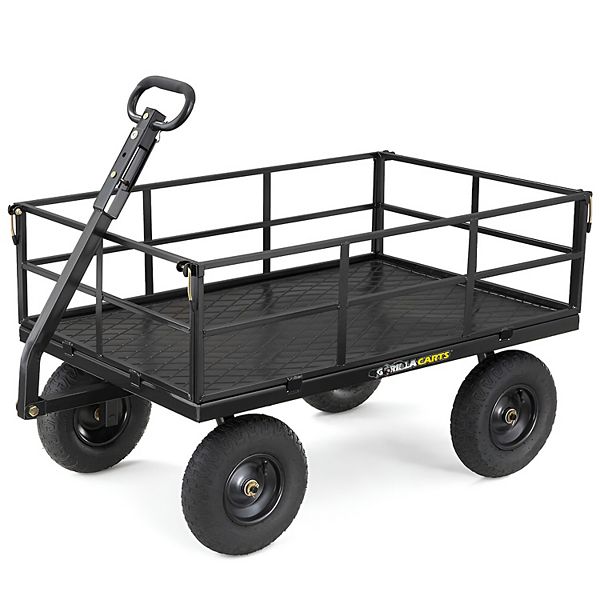 Gorilla Carts Steel Utility Cart, 9 Cubic Feet Garden Wagon With Removable Sides