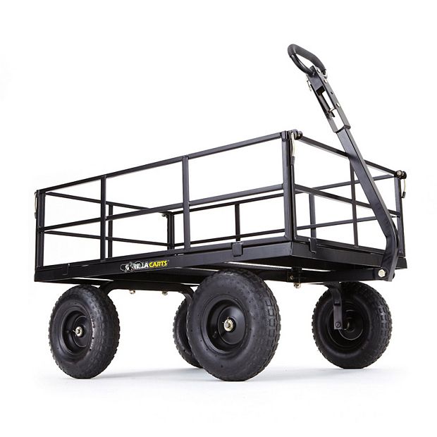 Gorilla Carts Steel Utility Cart, 9 Cubic Feet Garden Wagon With Removable  Sides