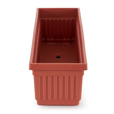 HC Companies 30 Inch Fluted Plastic Venetian Garden Flower Window Box, Clay