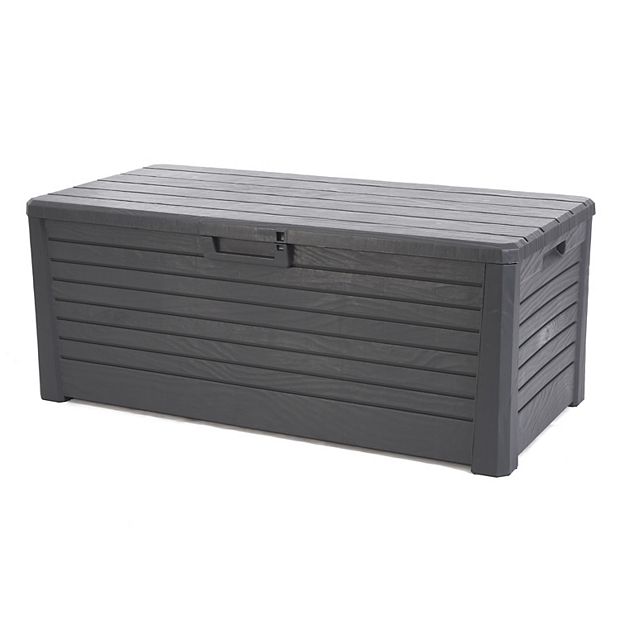 Plastic patio storage bench hot sale