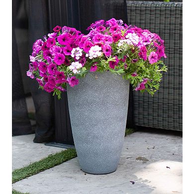 Algreen Acerra Weather Resistant Composite Tall Vase Planter Pot, Gray Stucco