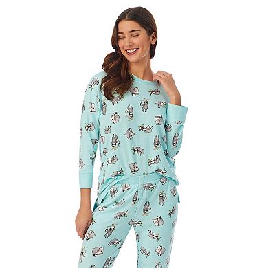 Women's Cuddl Duds® Sweater Knit 3/4 Sleeve Pajama Top and Banded Bottom Pajama Pants Sleep Set