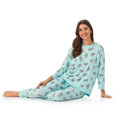 Women's Cuddl Duds® Sweater Knit 3/4 Sleeve Pajama Top and Banded Bottom Pajama Pants Sleep Set