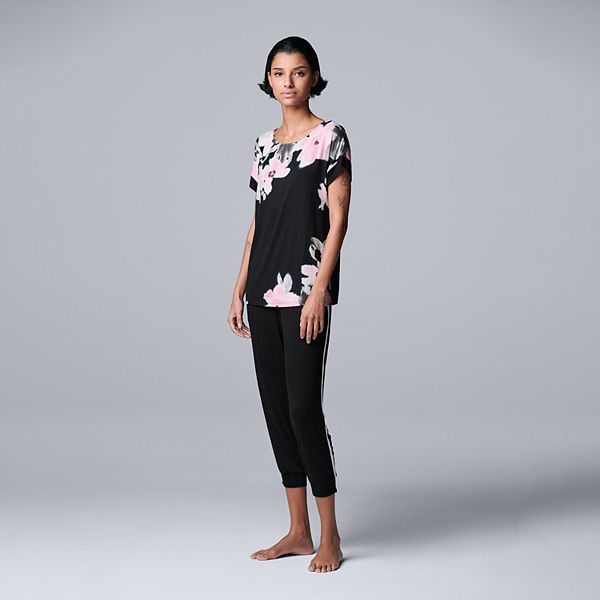 Women's Simply Vera Vera Wang Short Sleeve Pajama Top and Cropped