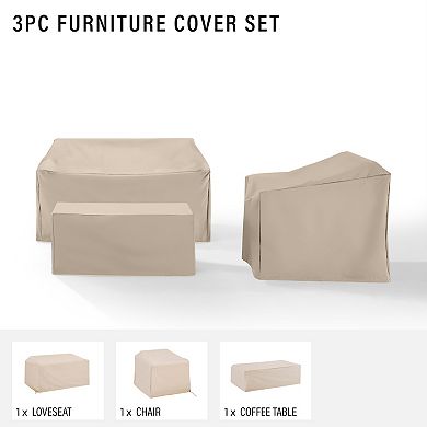 Crosley 3-Piece Loveseat, Chair, & Coffee Table Furniture Cover Set