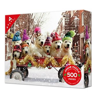 Puppies in a Wagon 500 pc Jigsaw Puzzle