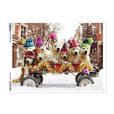 Puppies in a Wagon 500-Piece Jigsaw Puzzle