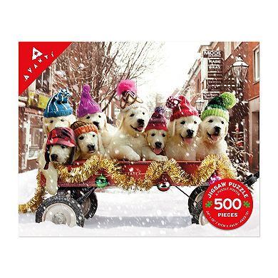 Puppies in a Wagon 500-Piece Jigsaw Puzzle