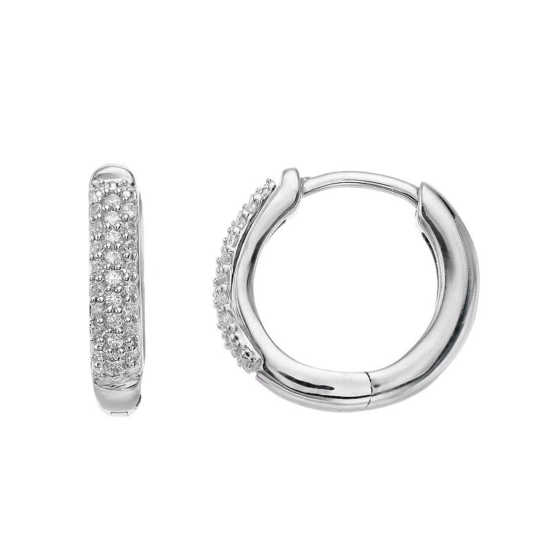 Diamond Brilliance Sterling Silver 1/10 Carat T.W. Diamond Hoop Earrings, W