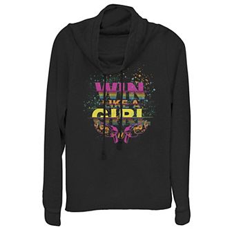 Juniors' Nerf "Win Like A Girl" Cowlneck Graphic Lightweight Long Sleeve