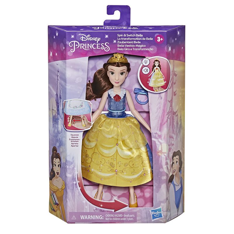 Disney Princess Spin and Switch Belle Doll, Multicolor