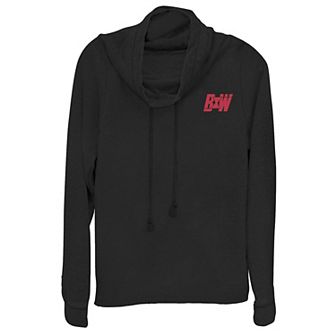 Juniors' Marvel Black Widow BW Left Chest Cowlneck Graphic Lightweight Long Sleeve
