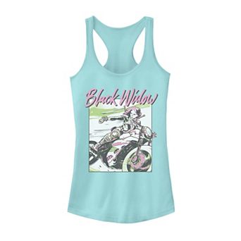 Juniors' Marvel Black Widow Neon Action Pose Tank Top
