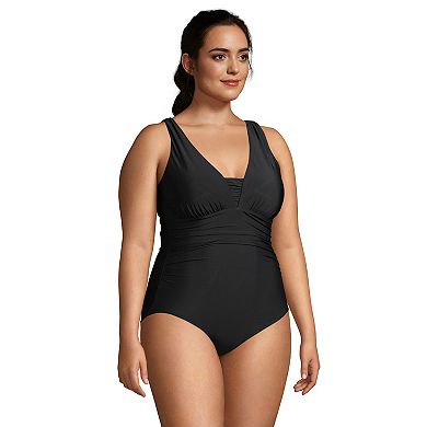 Plus Size Lands' End Grecian Slendersuit Tummy Control DD-Cup Chlorine Resistant One-Piece Swimsuit