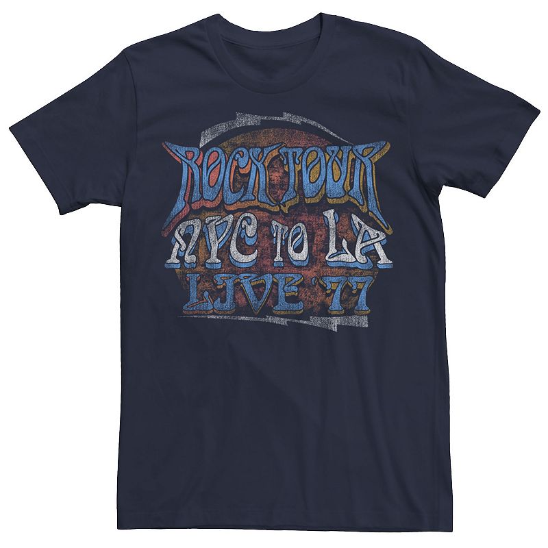 Licensed Character Men's Trendy Live 77 Vintage Rock Tour Tee, Size: XXL, Blue