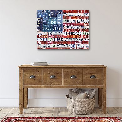 Courtside Market USA Flag License Plate Canvas Wall Art