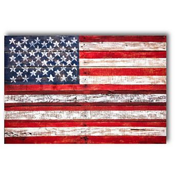 COURTSIDE MARKET Rustic American Flag Canvas Wall Art