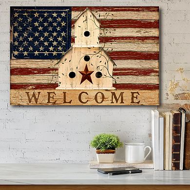 COURTSIDE MARKET Patriotic Welcome Canvas Wall Art