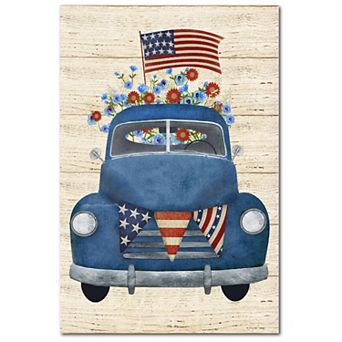 Courtside Market Patriotic Blue Truck Canvas Wall Art