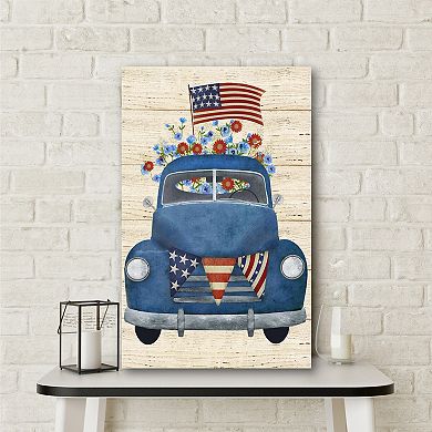 Courtside Market Patriotic Blue Truck Canvas Wall Art