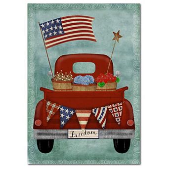 Courtside Market Patriotic Red Pickup Truck Canvas Wall Art