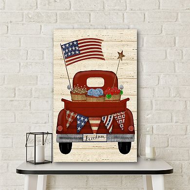 Courtside Market Patriotic Red Truck Canvas Wall Art