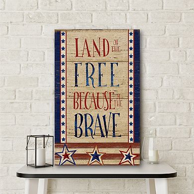 COURTSIDE MARKET Land of the Free Because of the Brave Canvas Wall Art