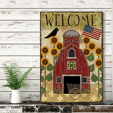 COURTSIDE MARKET Welcome Barn Canvas Wall Art