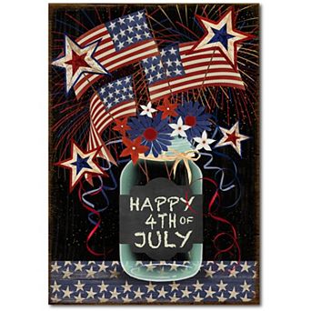 COURTSIDE MARKET Patriotic Mason Jar Canvas Wall Art